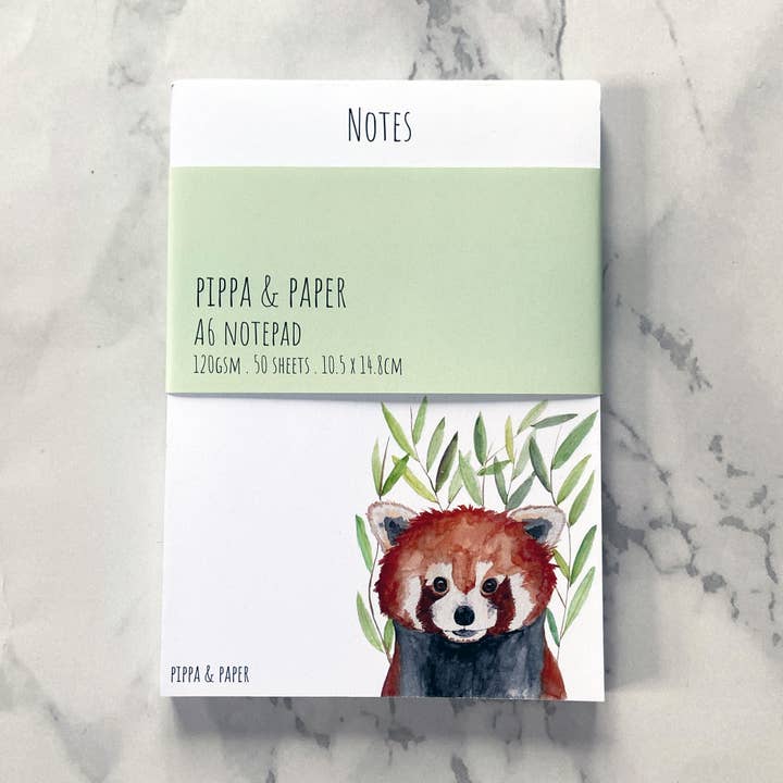 Red Panda Notepad for wholesale by Pippa & Paper