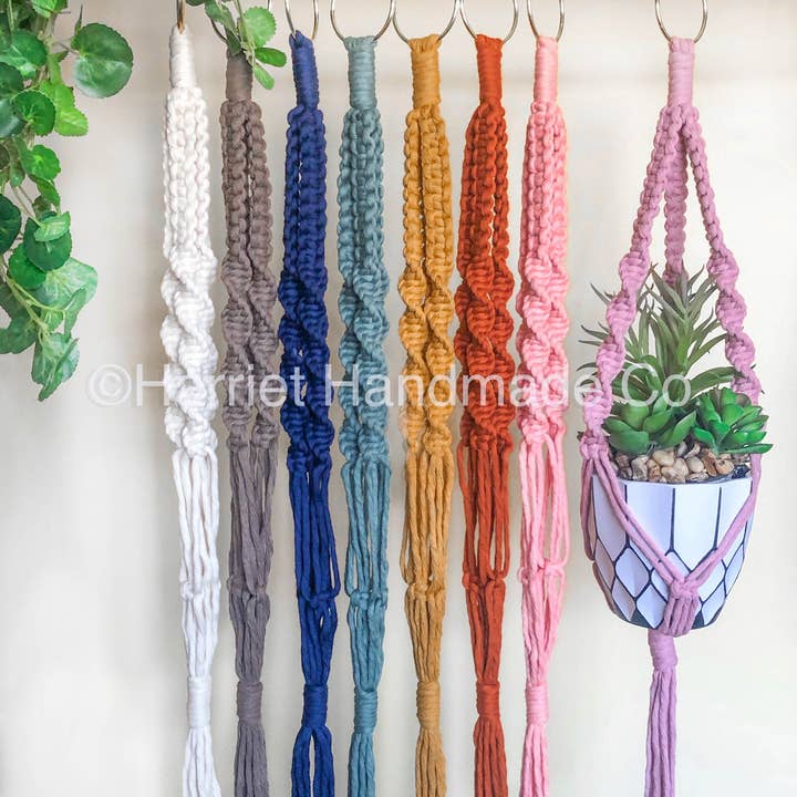 30+ Colors Single Color Small Macrame Plant Hanger for wholesale by Harriet Handmade Co.