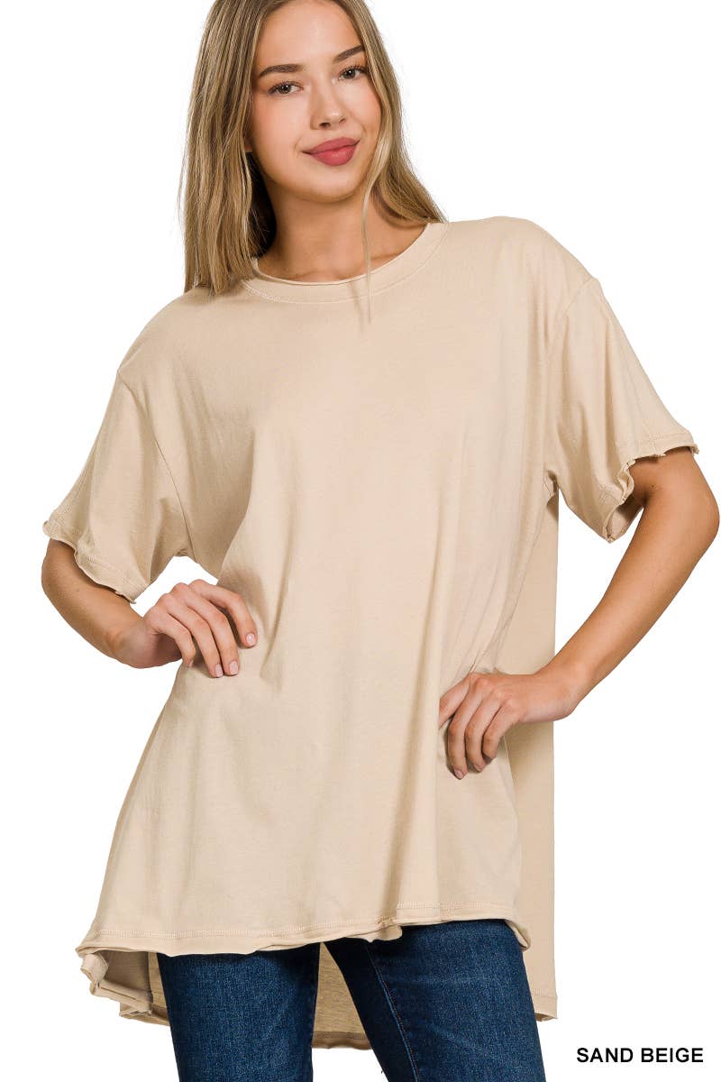 42POPS – wholesale Tunic – Women’s – ".._ Washed Cotton Drop Shoulder Oversized Top1