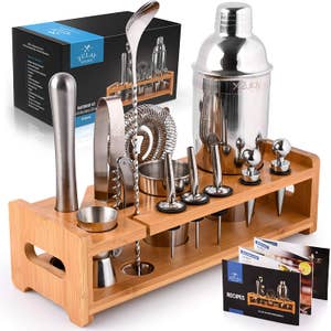  Mixology Bartender Kit Cocktail Shaker Set - Bar Mat with  Stand, Essential Bar Accessories and Barware for The Home Bar Set  Bartending kit and Drink Mixing Tools
