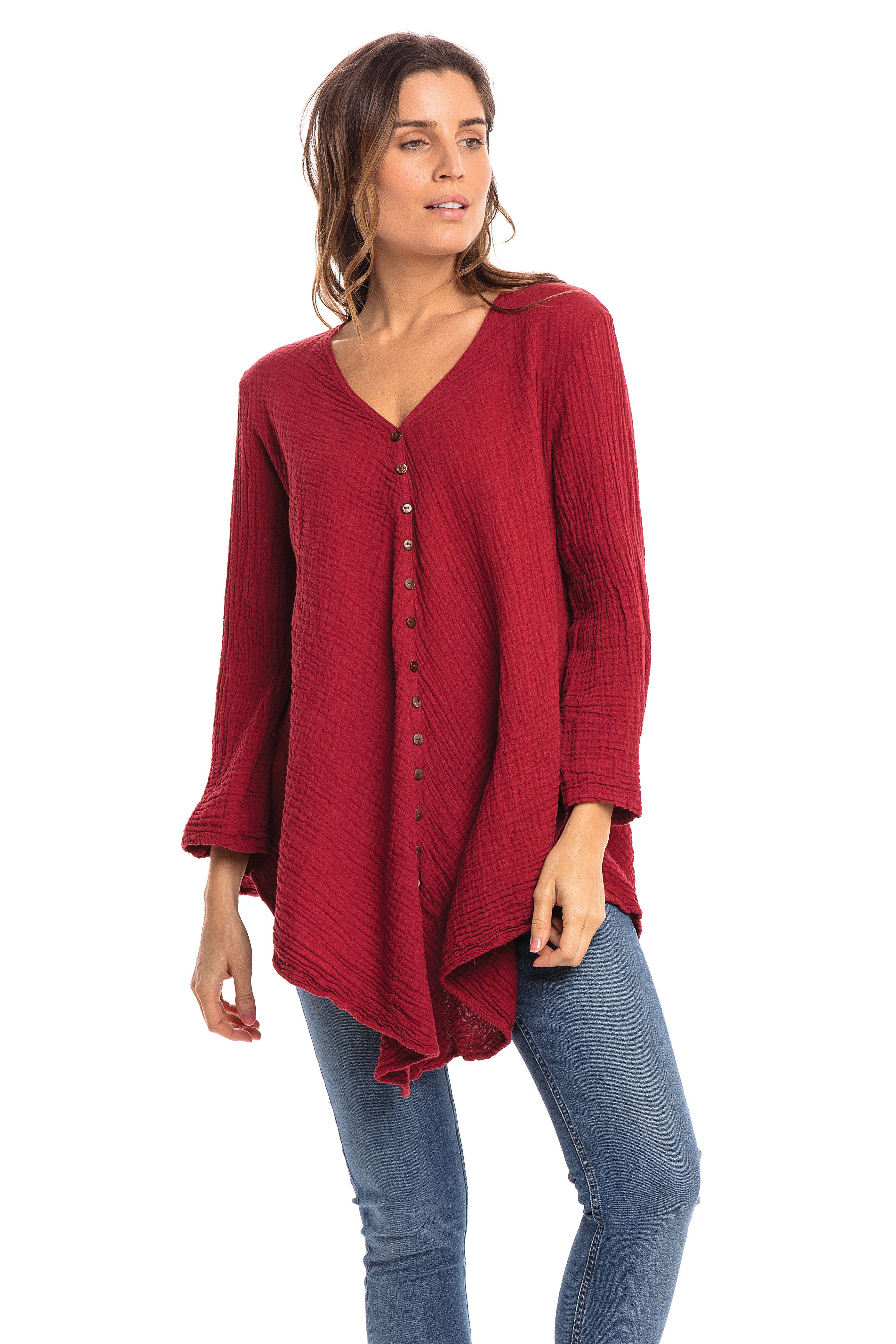 Nusantara Inc. - Wholesale Blouse - Women's - Thai Cotton Button Front Top-0482711