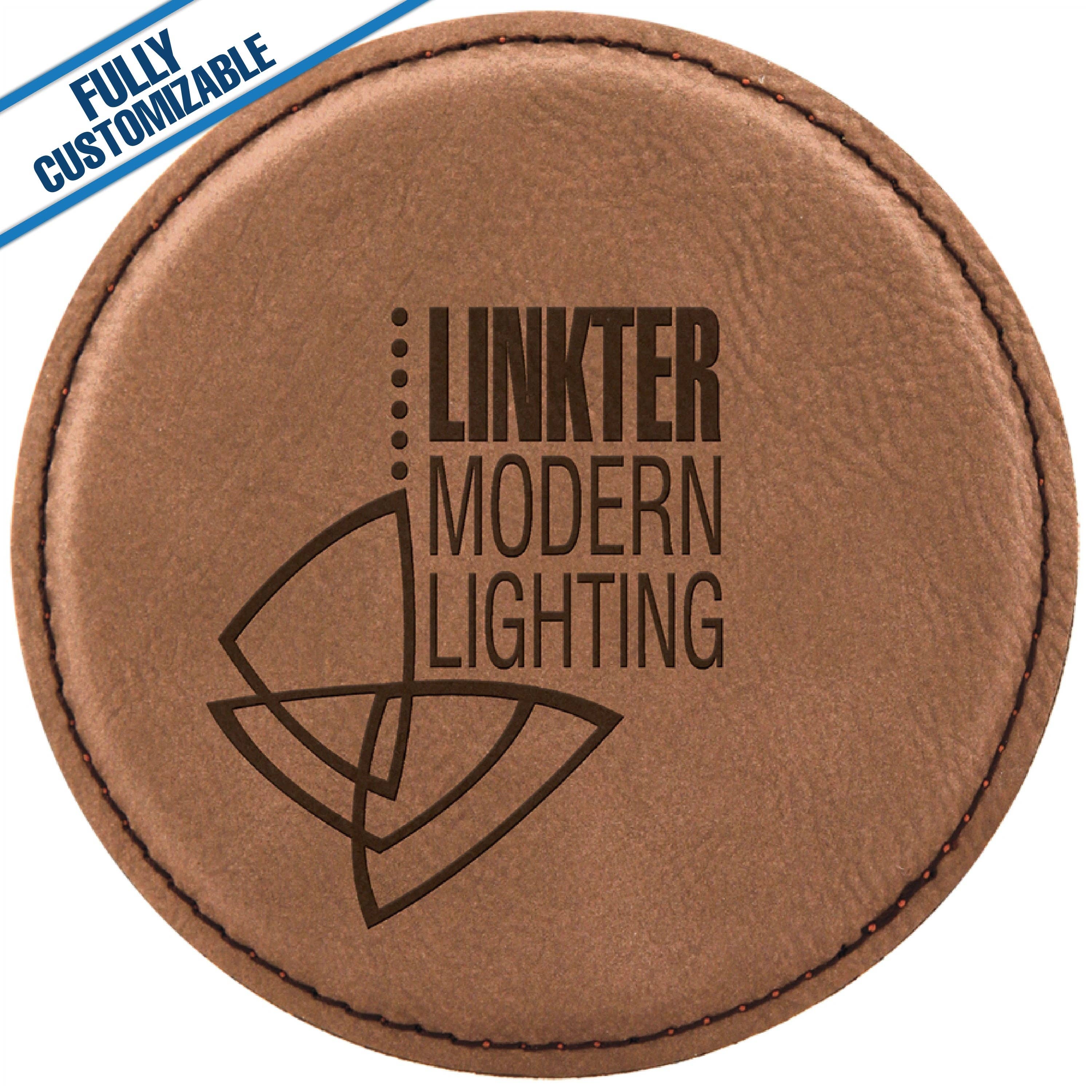 GiftWorksPlus - Wholesale Coasters - Engraved Leatherette Round Coasters - Fully Customizable3