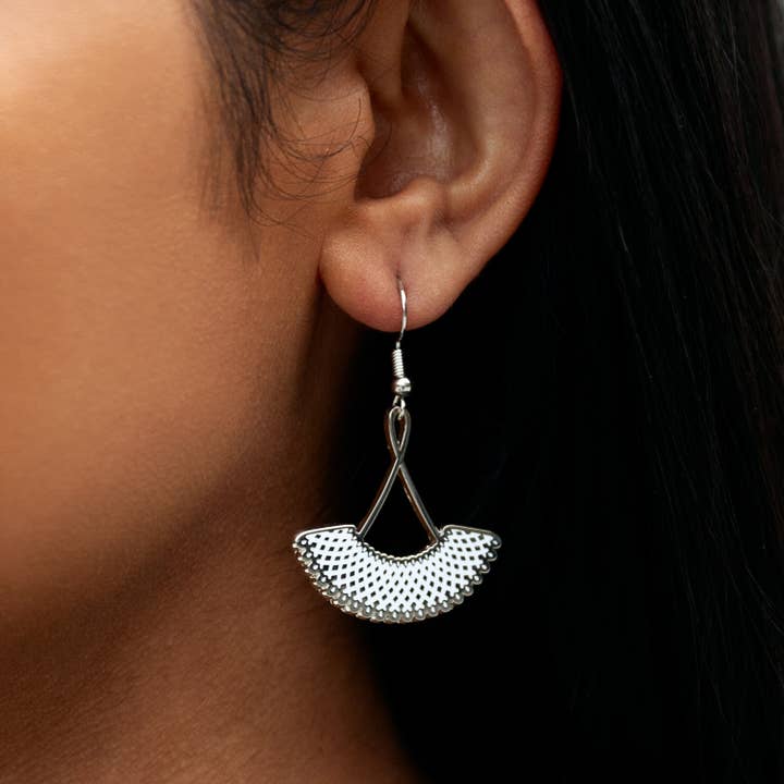 Dissent Pins - Wholesale Dangle Earrings - RBG Favorite Collar Drop Earrings - Silvertone