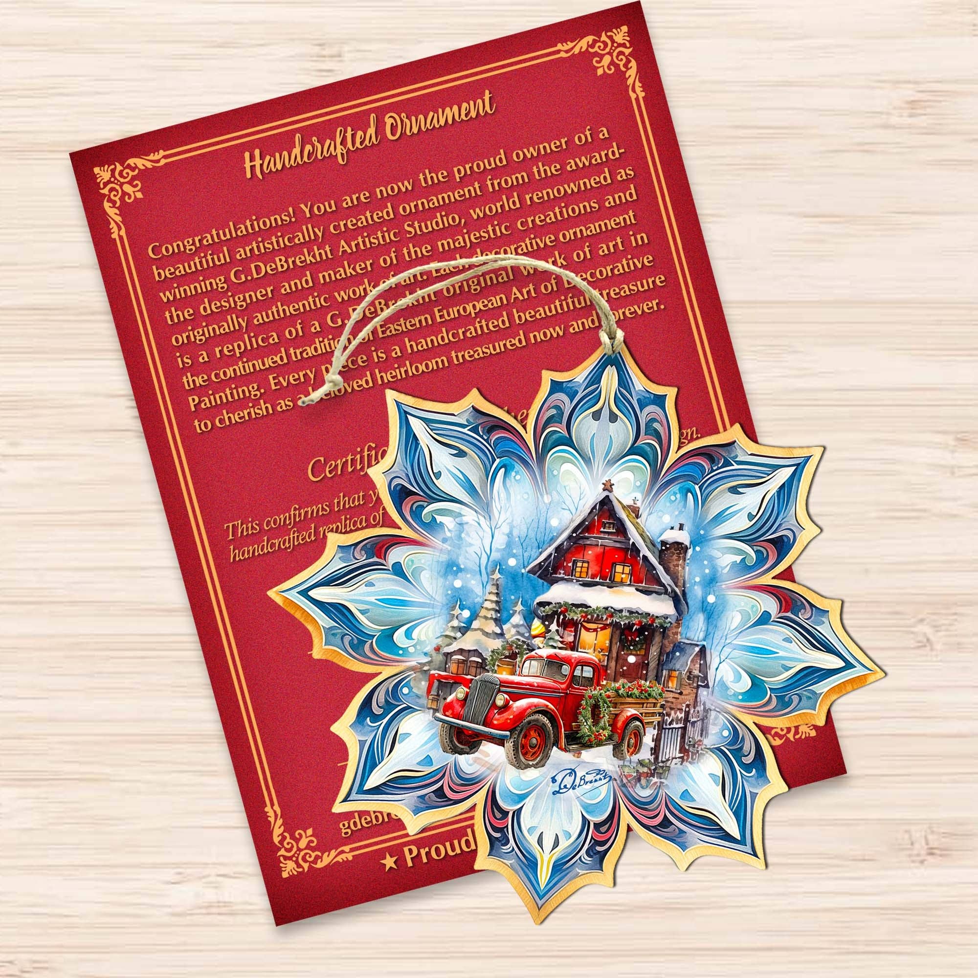 Designocracy - Wholesale Ornament Set - Christmas Cottage Ornaments - Wood - UV-Coated Set5