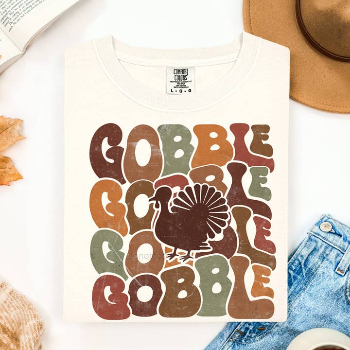 Transferencia de Calor DTF Retro Apilado Gobble para venta al por mayor de Trendy Transfers