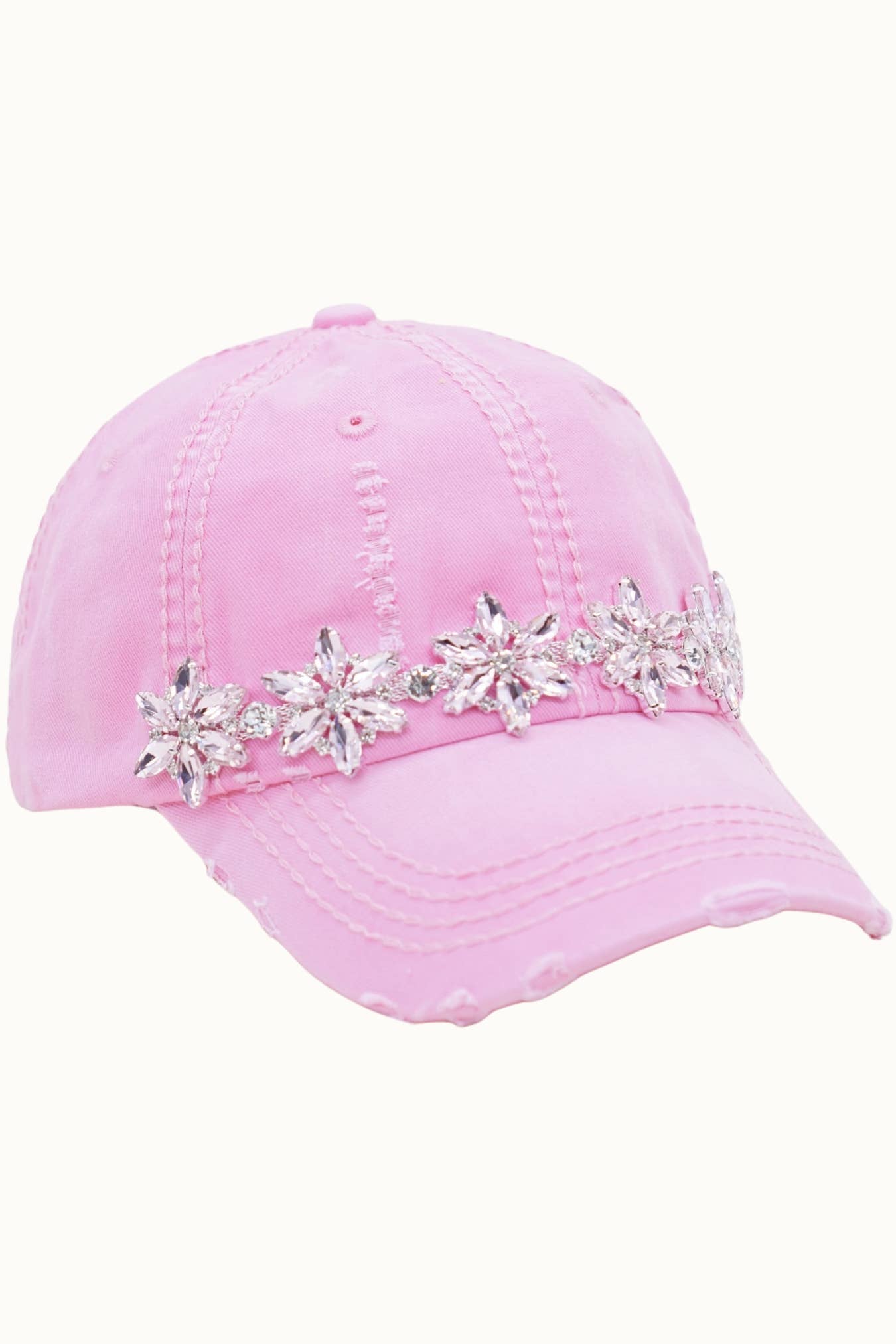 Olive & Pique – Großhandel Basecap – Damen – Verzierte Bling-Glitz Cap mit Used-Look, verstellbar6