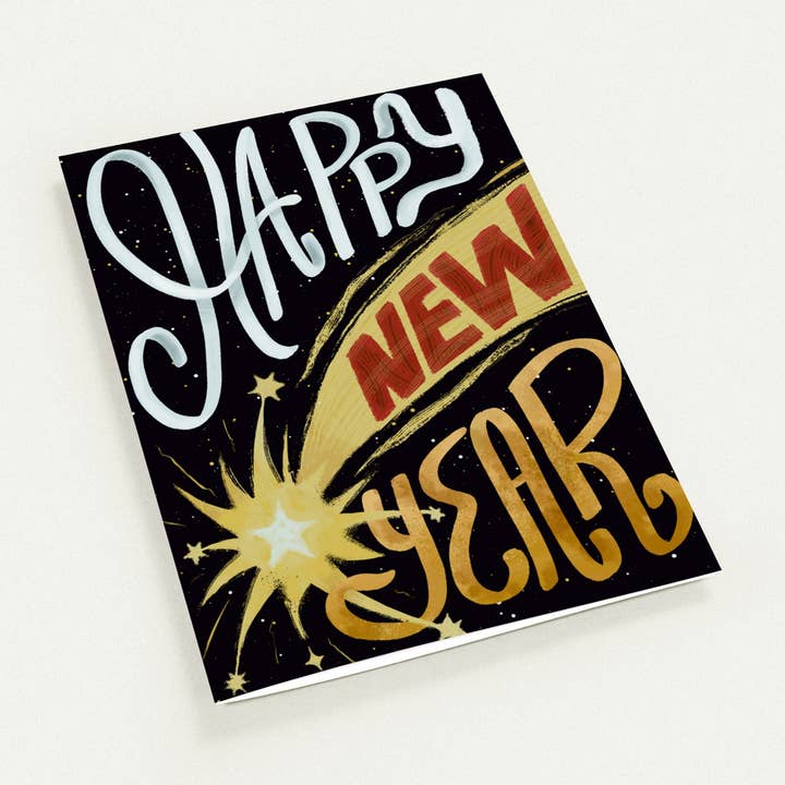 Happy New Year Greeting Card for wholesale by Blackstar art