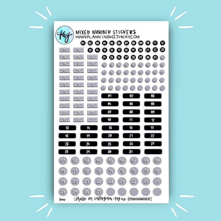 Autocollants de nombres mixtes pour la vente par Planning With Kay