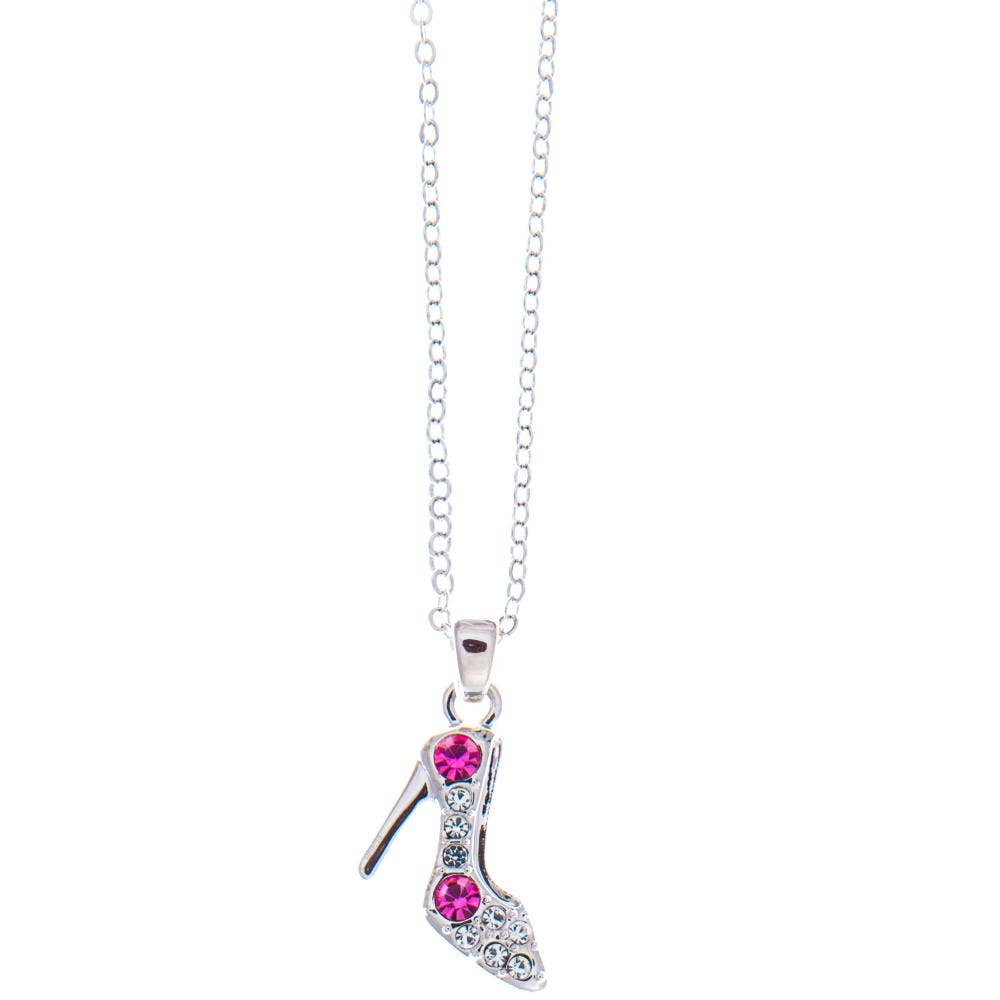 Matashi - Wholesale Pendant/Charm Necklace - Women's Rhodium Plated Necklace with Stiletto Shoe Design3