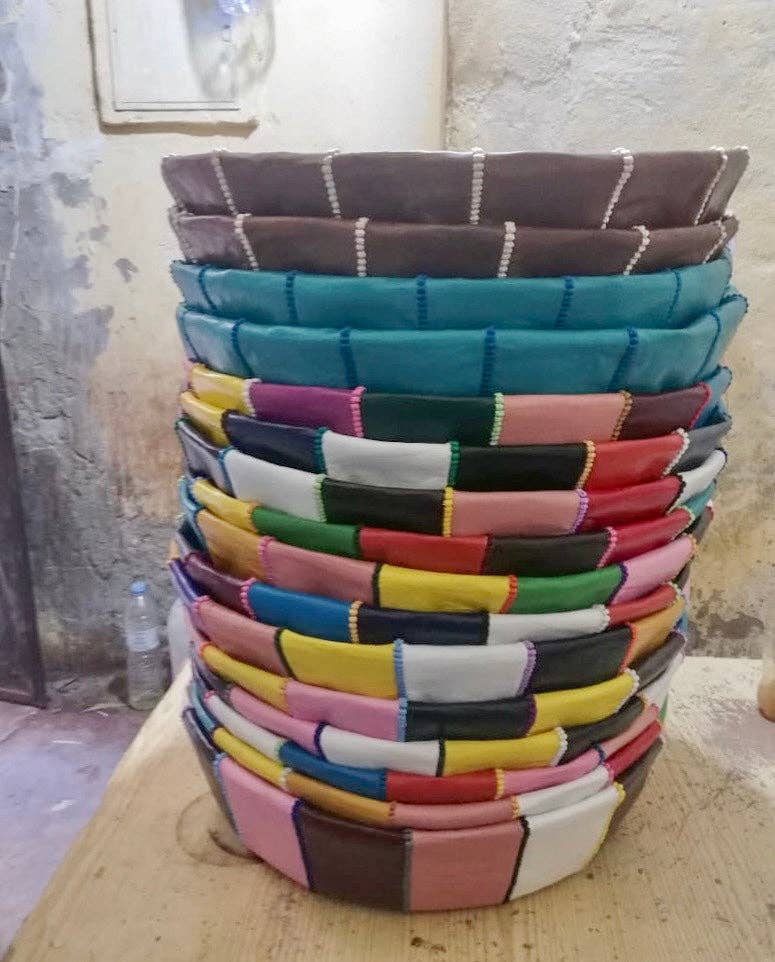 SOUK in the CITY - Wholesale Pouf - Handmade Leather Pouf M16