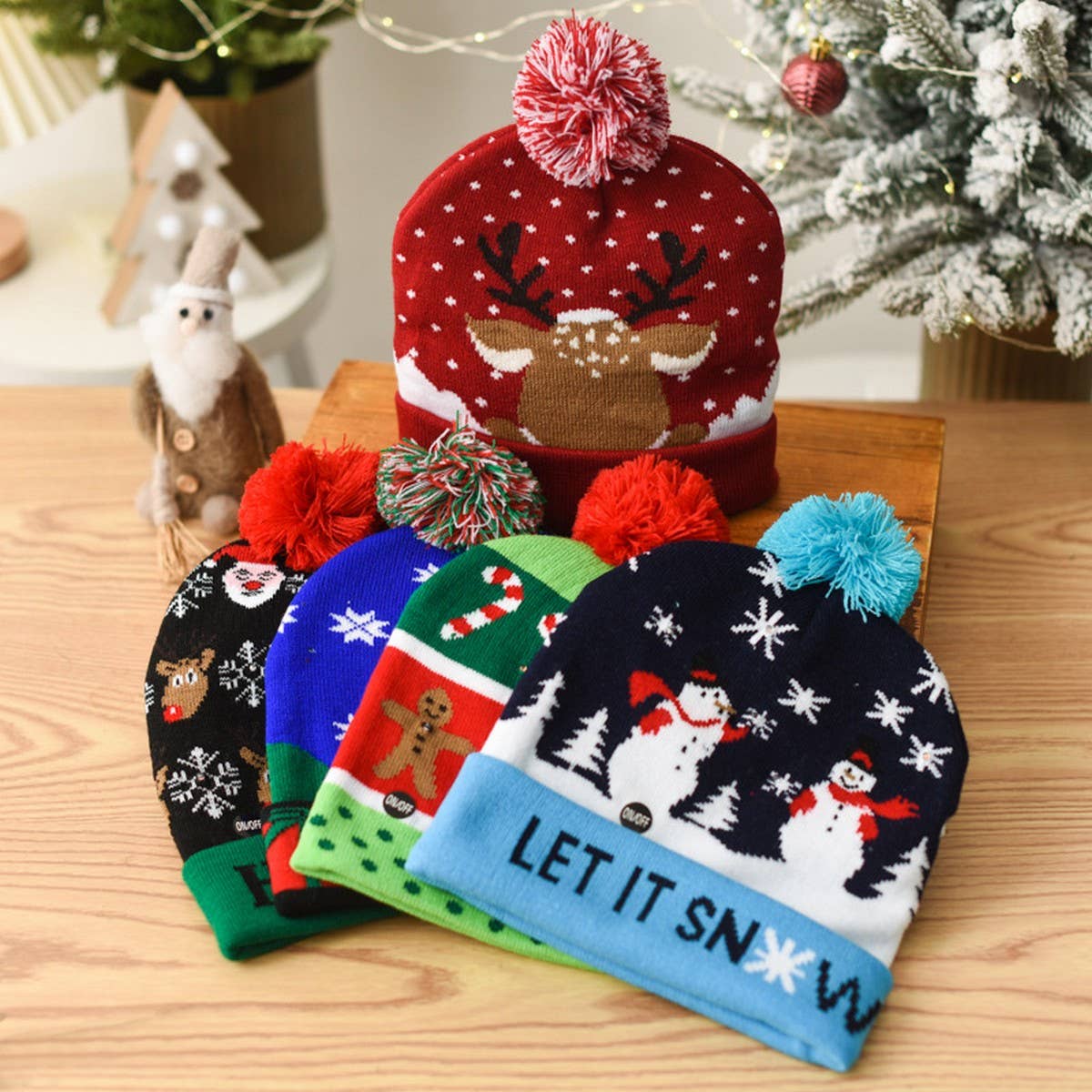 ACCITY - Wholesale Santa Hat - CHRISTMAS LED LIGHT GLOWING KNITTED CHRISTMAS HAT_CWAH231423