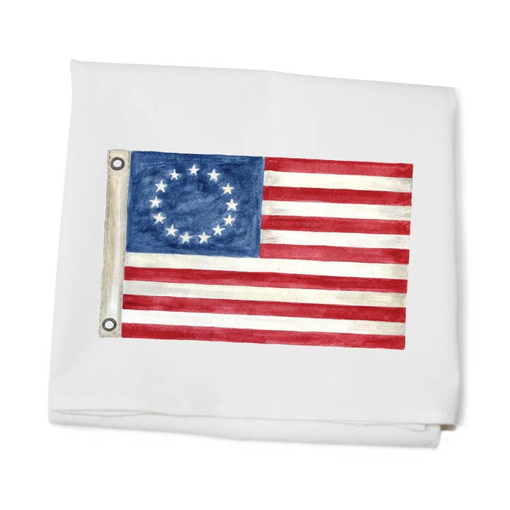 asciugamano a sacco di farina con bandiera americana per la vendita all'ingrosso da parte di Tina Labadini Designs