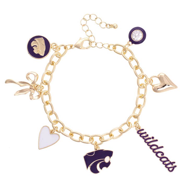 Canvas Style - Wholesale Charm/Dangle Bracelet - Kansas State Wildcats Enamel Icons Charm Bracelet0