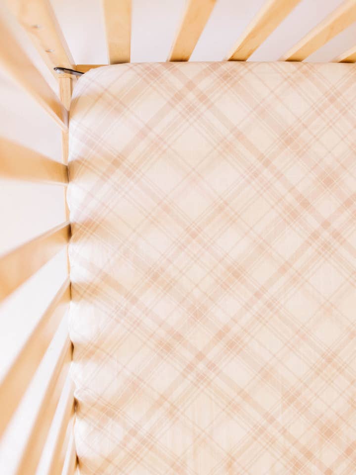 Neutral Plaid Crib Sheet for wholesale by Behold Baby