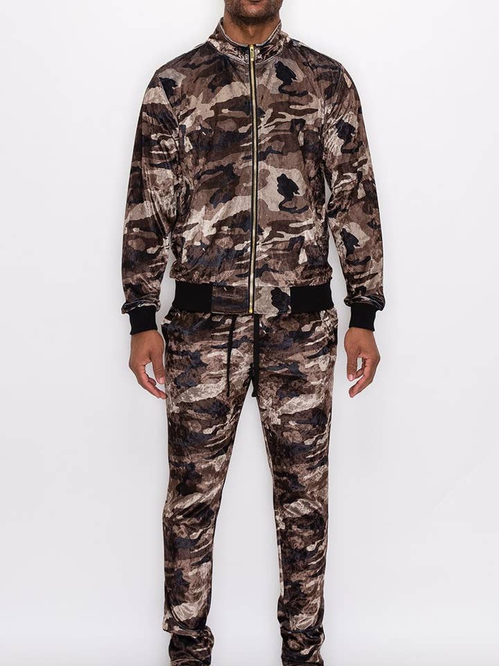 Men Velvet Camo Track Suits Pre-pack for wholesale on Faire