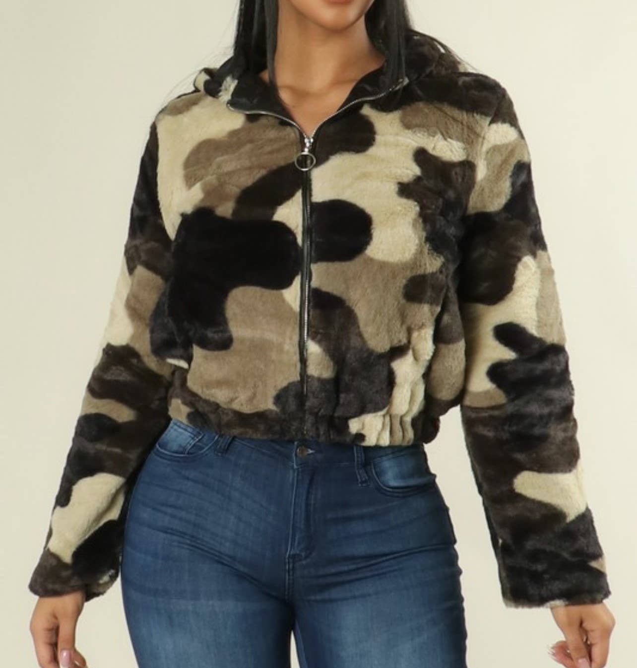 JBLA FASHION - Wholesale Jacket - Women's - CAMFLOUGE AND ANIMAL FUR HOODIE JACKET