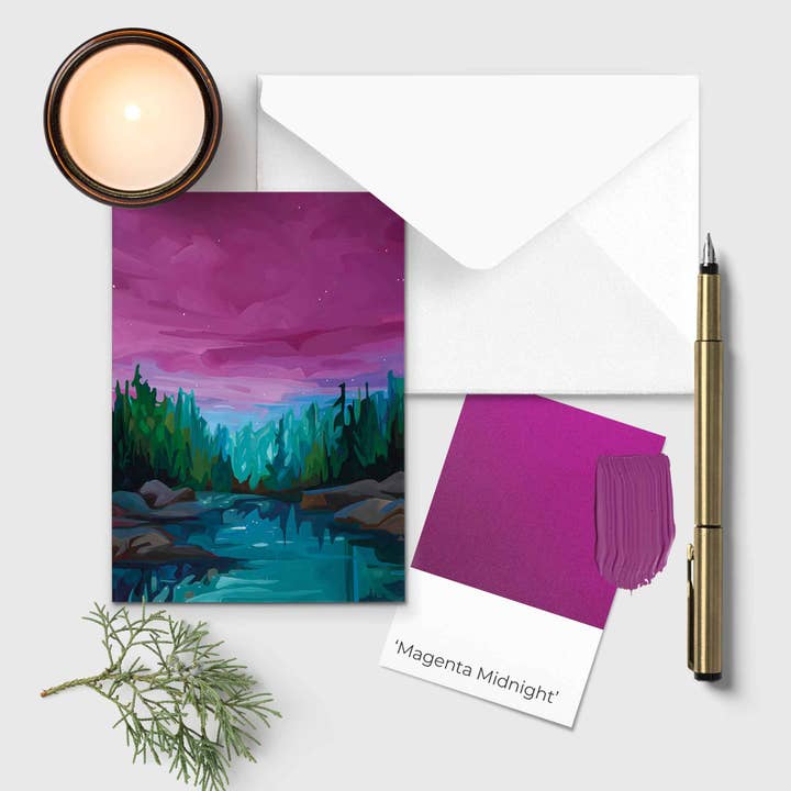 Susannah Bleasby Art - Wholesale Everyday Greeting Card - Magenta Midnight | Magenta Art Card | Blank Greeting Card3