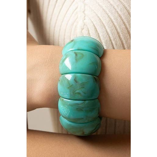 JOSSLYN by wall to wall - Wholesale Beaded Bracelet - Color-Block Acrylic Stretch Cord Bracelet | 40B5195
