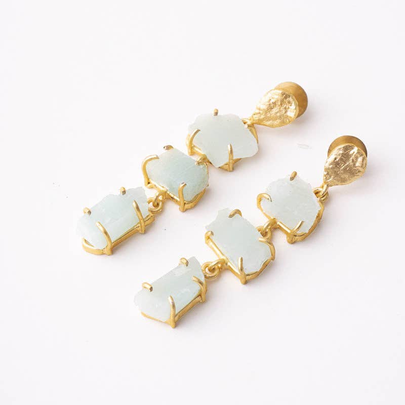 ACUS - Wholesale Dangle Earrings - Camboya Rough Water Green Earrings