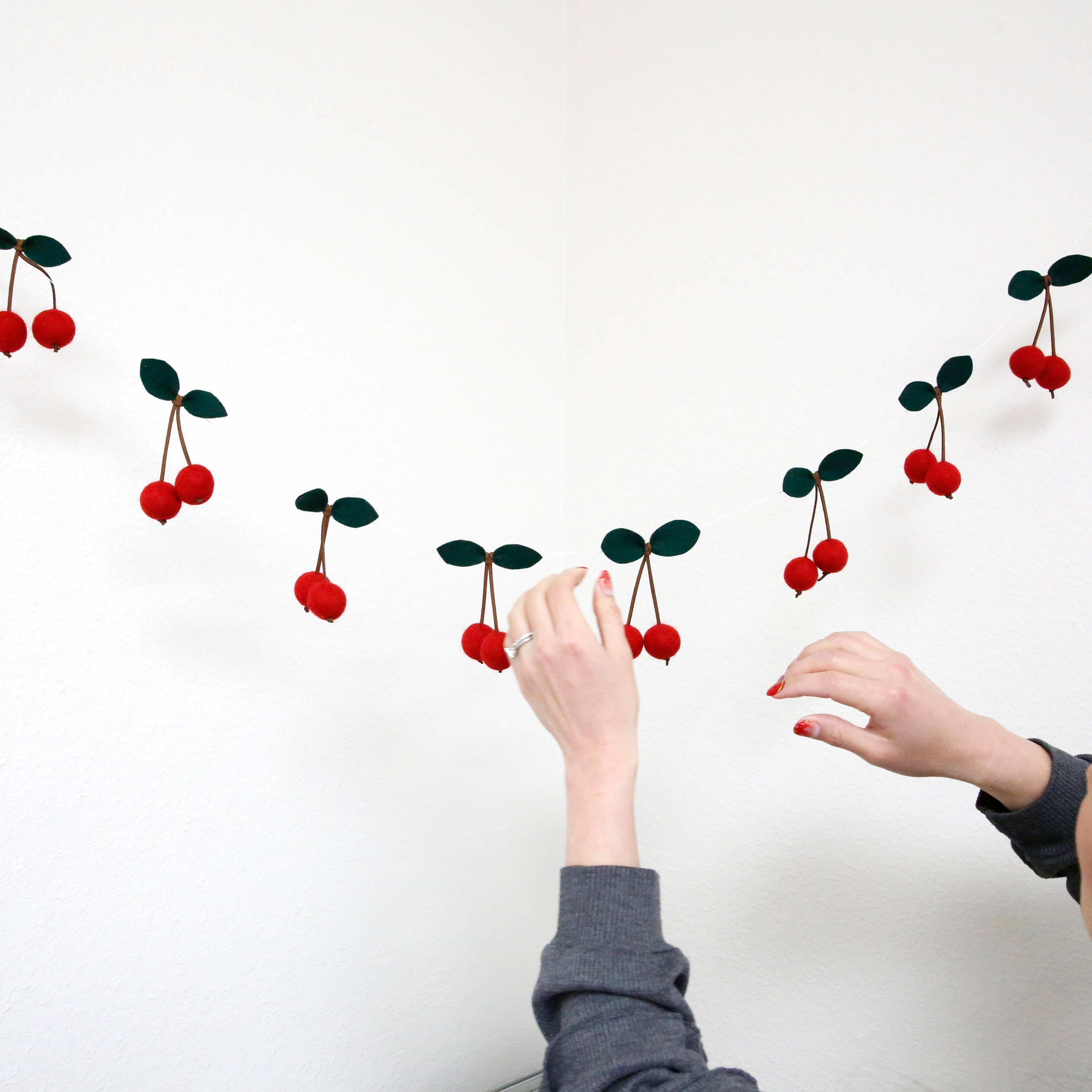 The Felt Pod - Wholesale Ornament - Felt Cherries | Felted Cherry | Felt Shape for Felt Garland 5