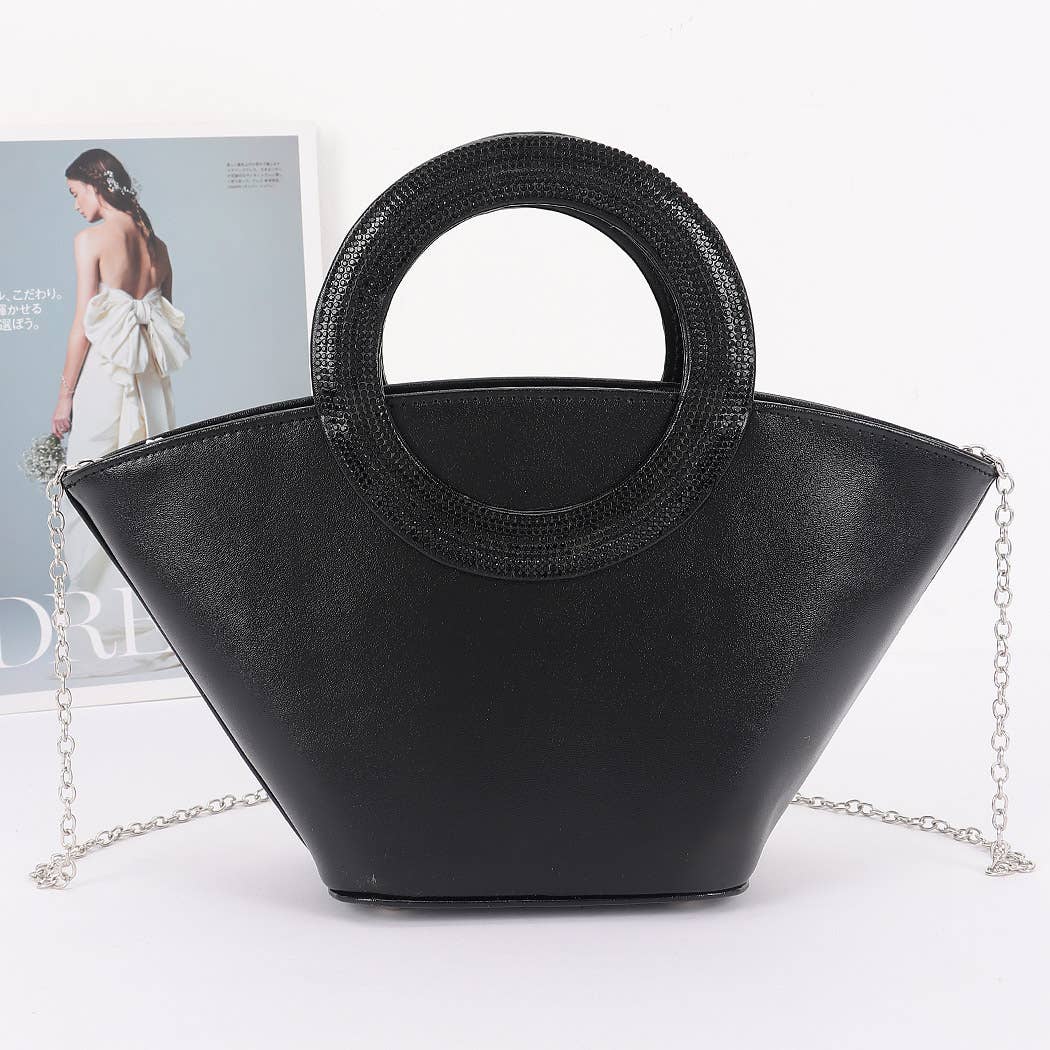 3AM BY H&D ACCESSORIES – Großhandel Clutch – Damen – Metallic Kunstleder Clutch mit Strassgriff0