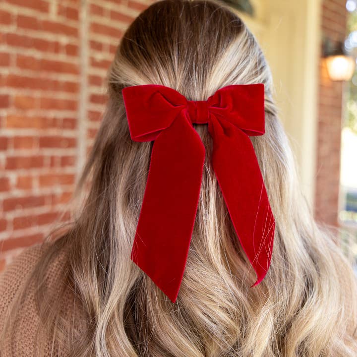 Grace & Grandeur - Wholesale Hair Bow - Women's - Large Velvet Hair Bow Barrette for Women | Bailee Bow32