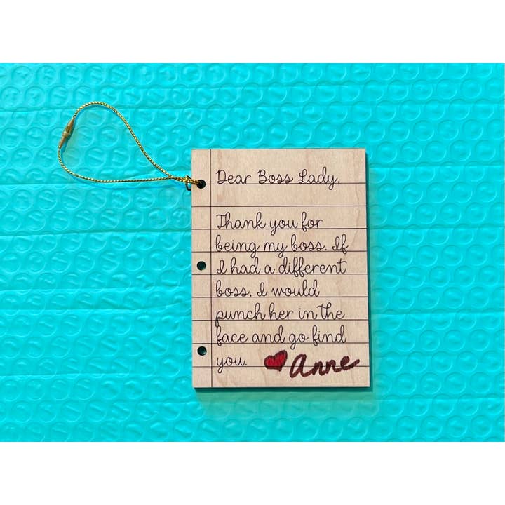 Freckled Lion Workshop - Wholesale Ornament - Dear Boss Lady Ornament, Funny Boss Gift, Christmas Gift