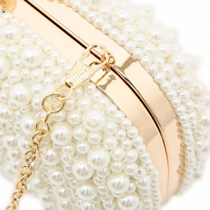 PEACH ACCESSORIES - Wholesale Clutch Bag - Women's - Pearl Elegance Evening Clutch Bag in Ivory CL21457