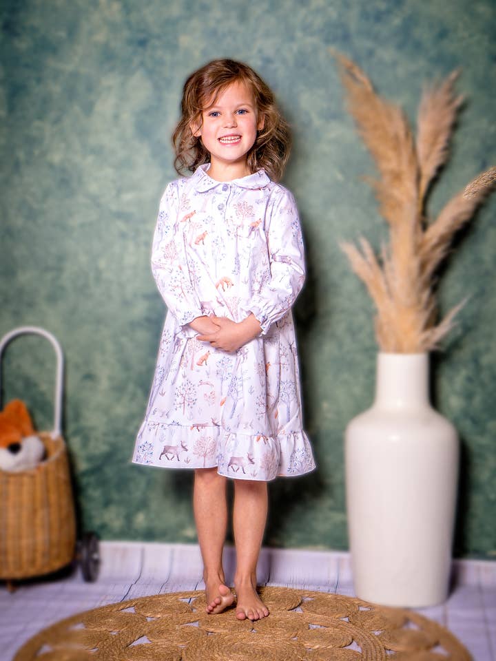 Woodland Snow Forest Long Sleeved Nightie for wholesale by Fox In A Box
