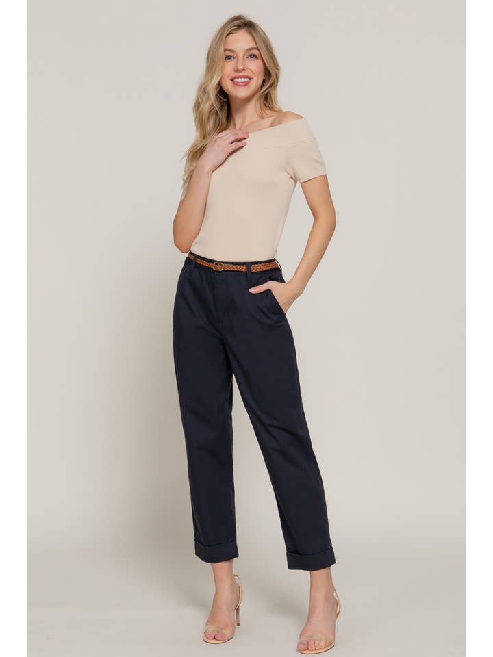 Active Basic | Active USA - Wholesale Pants - Women's - Chino Pants with Braided Belt24