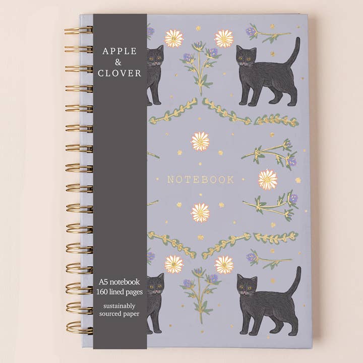 Zwart Kat Notitieboek Dagboek Grijs voor wholesale door Apple & Clover