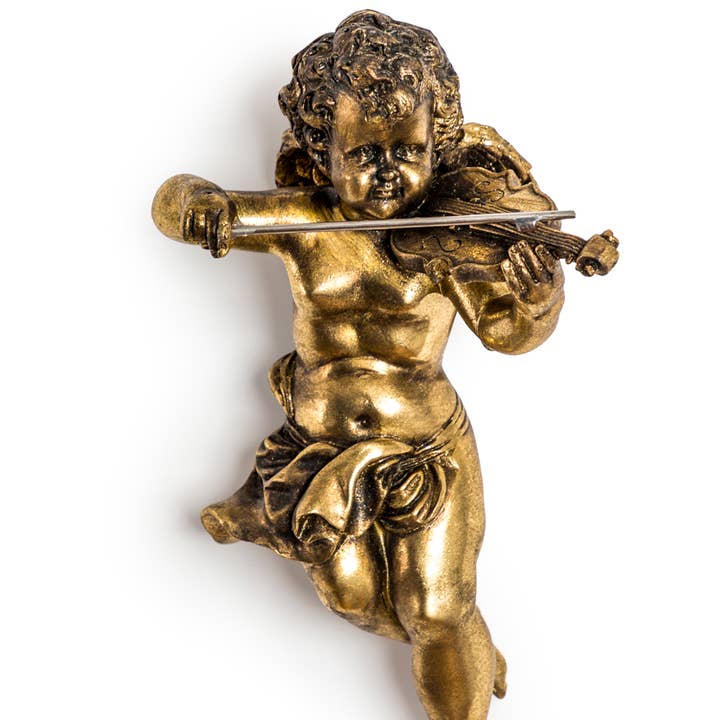 Guld Cherub Violin Wall Figur för wholesale av McGowan & Rutherford Ltd