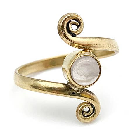 Tanvi Collection Ring - Gold with Rose Quartz for wholesale by Anju Jewelry