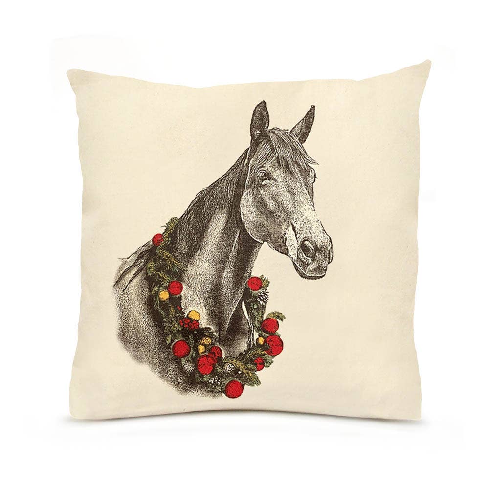 Eric & Christopher – wholesale Throw/decorative pillow – Horse with Wreath 16 x 16 Pillow0