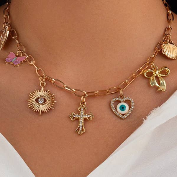 1 Fashion - Wholesale Pendant/Charm Necklace - Gold plated dingle necklaces5