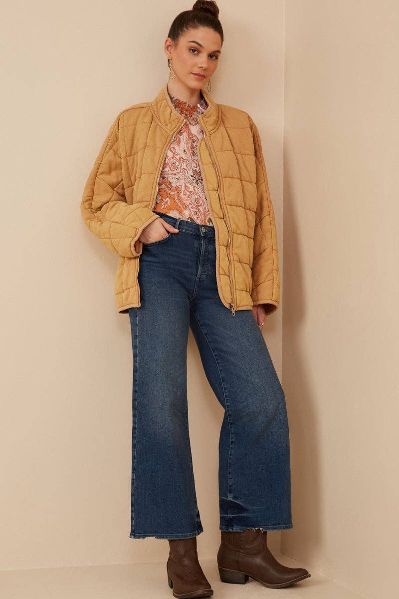 Taupe Womens Quilted Zip Up Padded Jacket for wholesale on Faire5