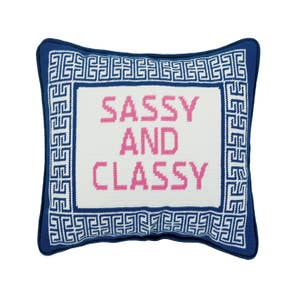 Gossip Needlepoint Pillow– Blue Print