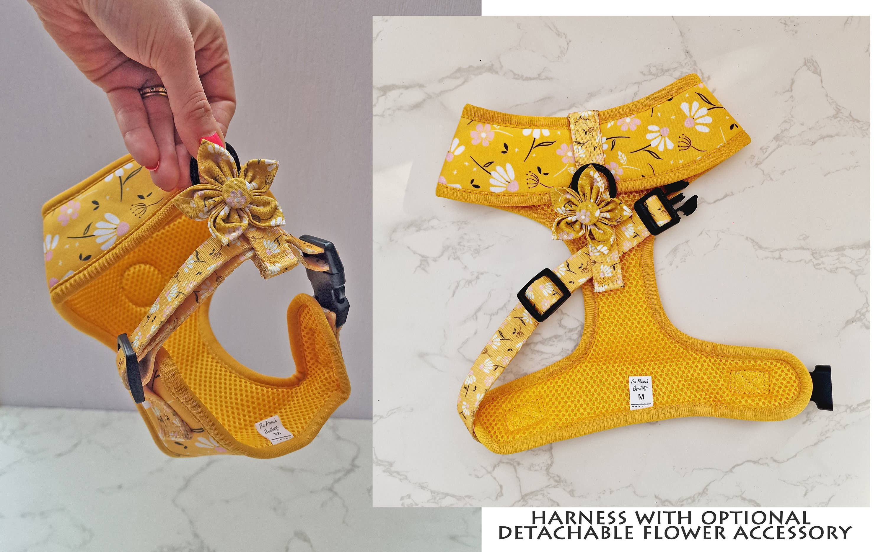 Pet Pooch Boutique - Vente Harnais – chien - Harnais pour chien Sunshine Daisy avec accessoire fleur optionnel7