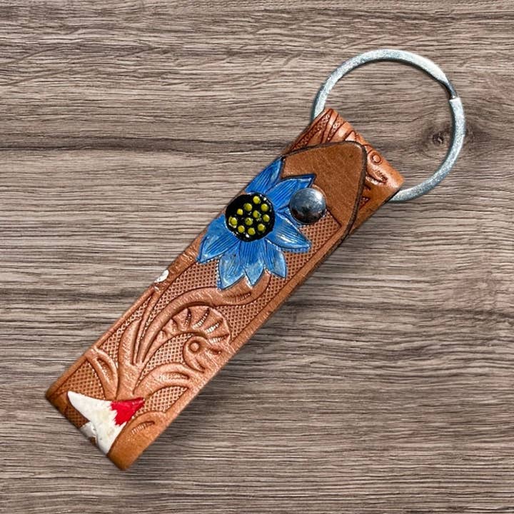 Olivia tooled Keychain for wholesale by Western Linens