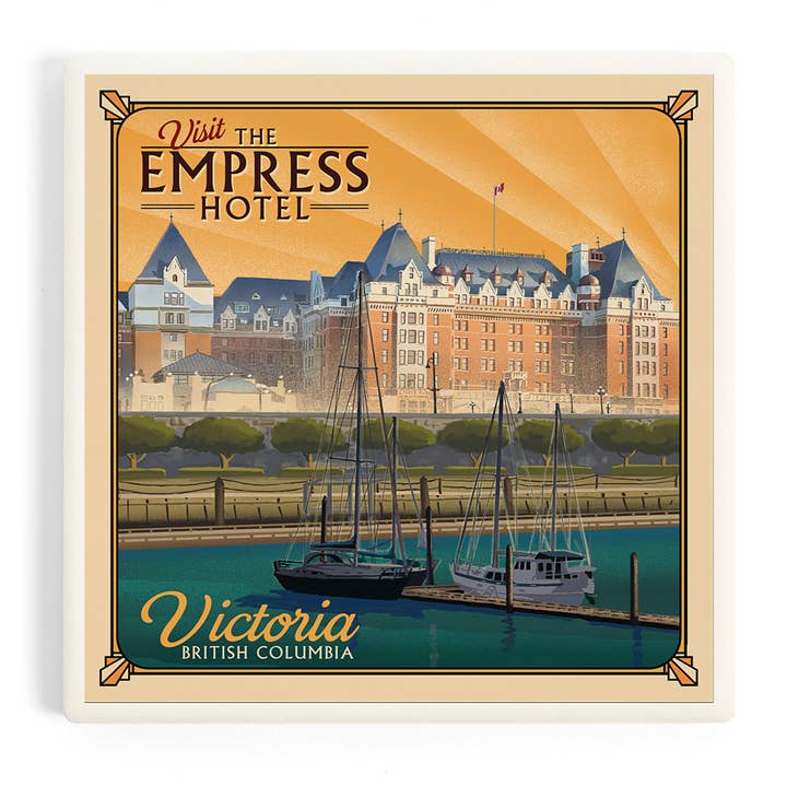 Lantern Press - Wholesale Coasters - Ceramic Coaster Victoria, British Columbia, Empress Hotel…