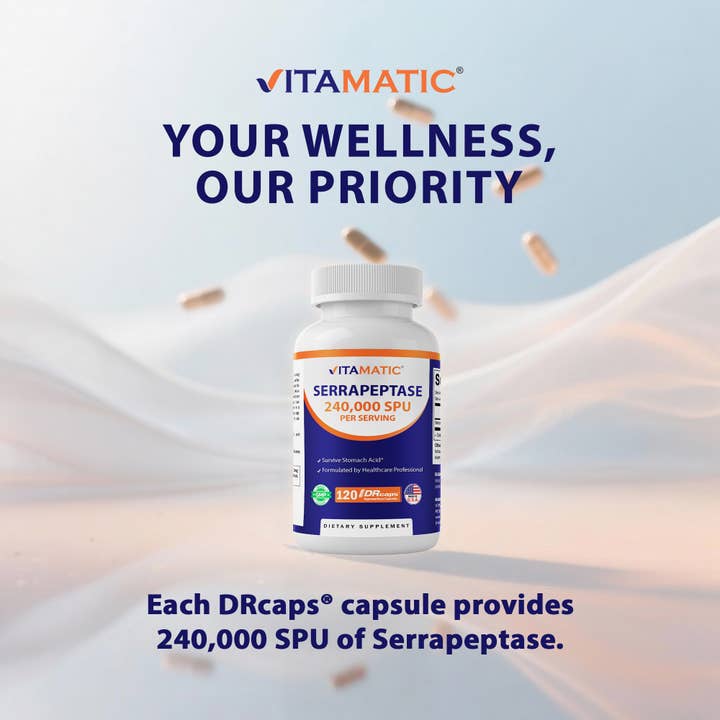 Vitamatic - Wholesale Oral Supplement/Vitamin - Vitamatic Serrapeptase 240,000 SPU Servings|120 DR Capsules3