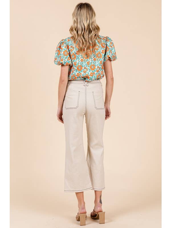 GeeGee x Lovelo - Wholesale Pants - Women's - Blanket Stitching High-Waisted Cropped Pants, OP51712.2