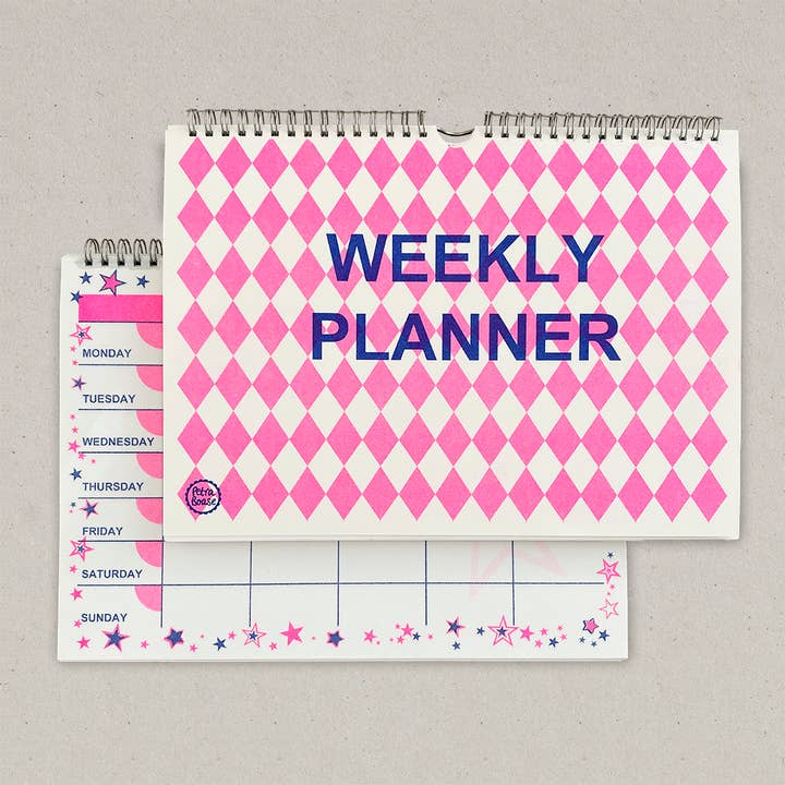 Petra Boase Ltd - Wholesale Planner - Weekly Planner (Pack of 6) Blue & Pink Diamond