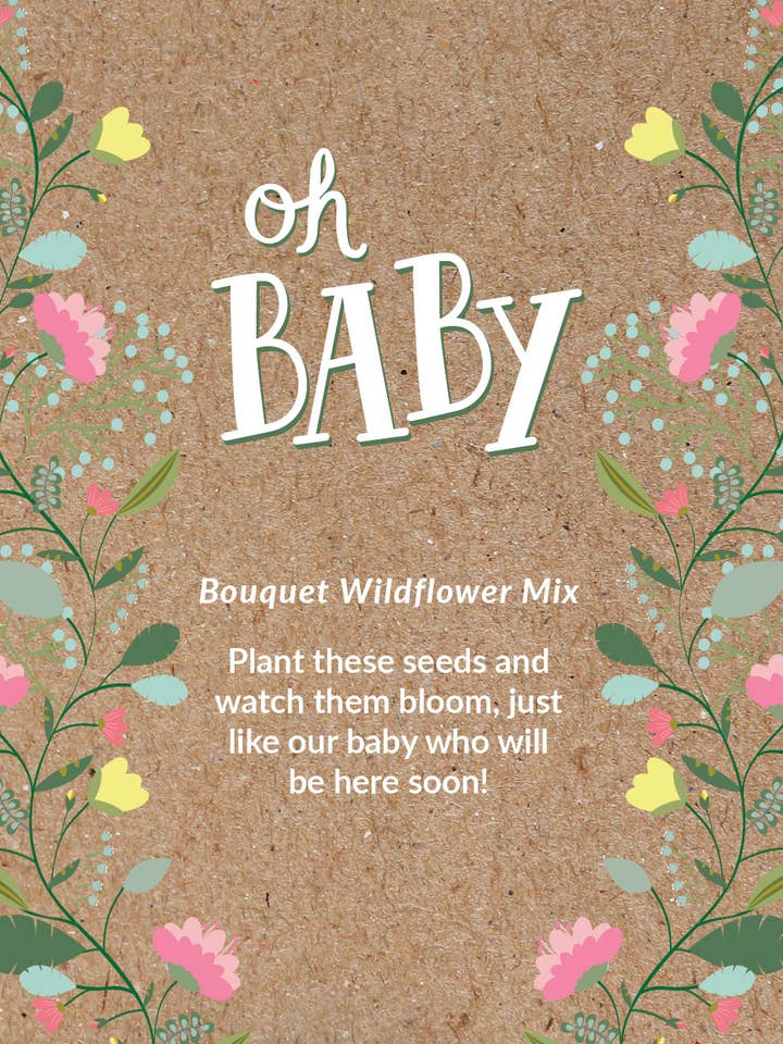 Oh Baby Baby Shower Brown - Bouquet Wildflower Seed Packets for wholesale by Bentley Seed Co.