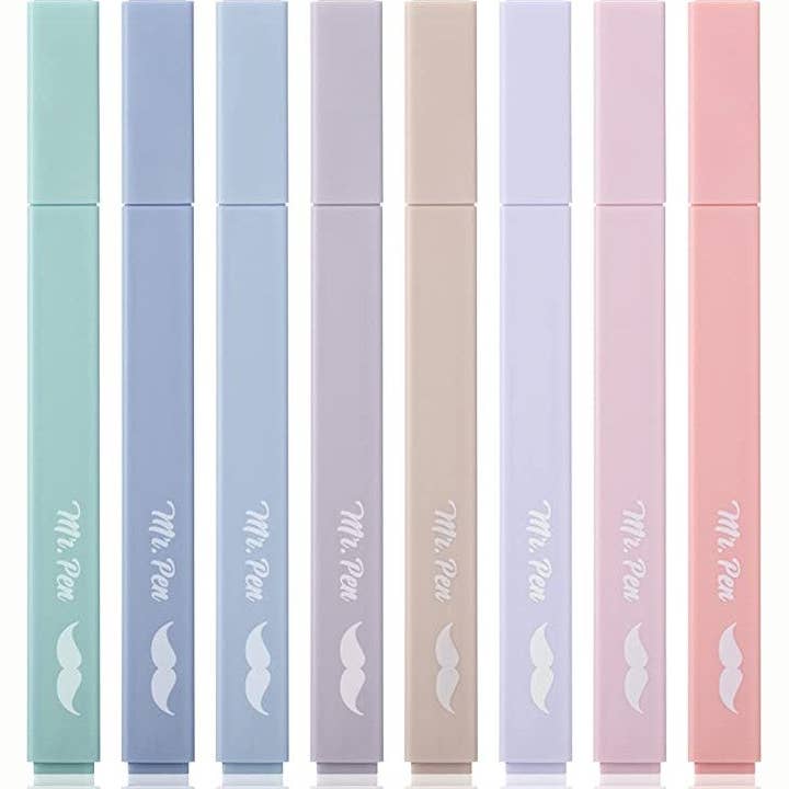 Aesthetic Highlighters, 8 Pack, Assorted Colors, No-Bleed Ink, Chisel Tip, Cute Bible-Safe Study & Journaling Supplies for wholesale by Mr. Pen
