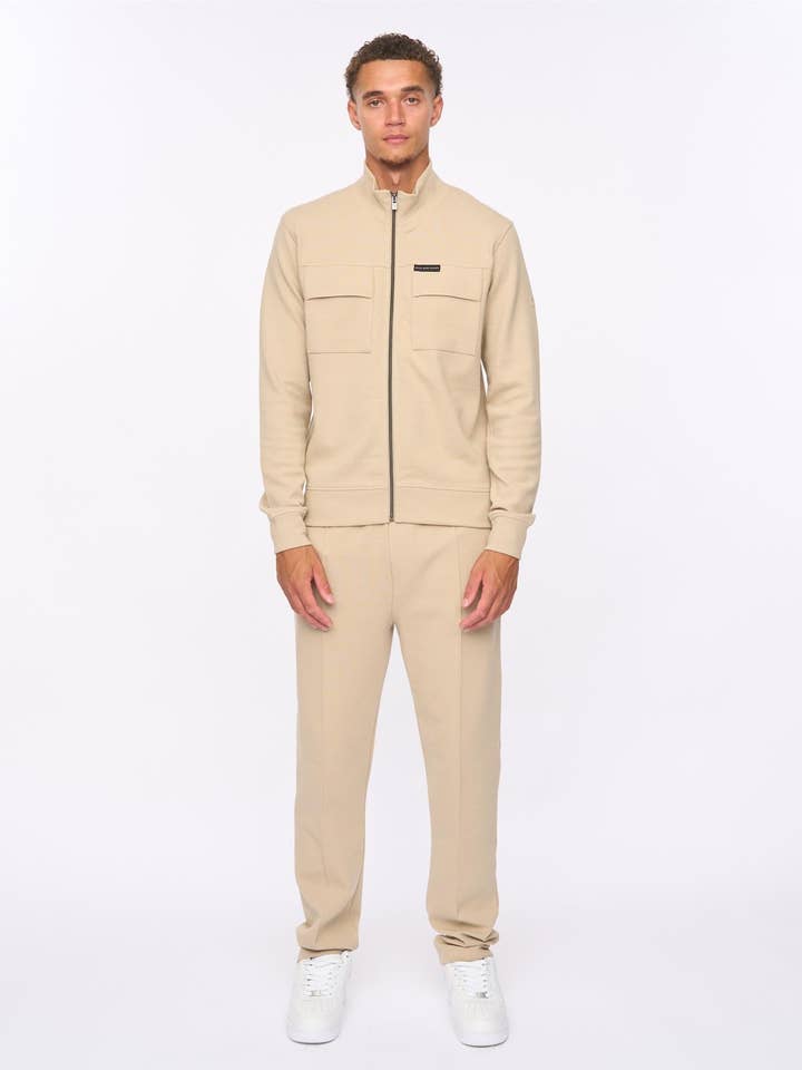 Tames Zip-Thru-Sweatshirt & Jogger-Set in Steinfarbe für den Großhandel von Duck and Cover