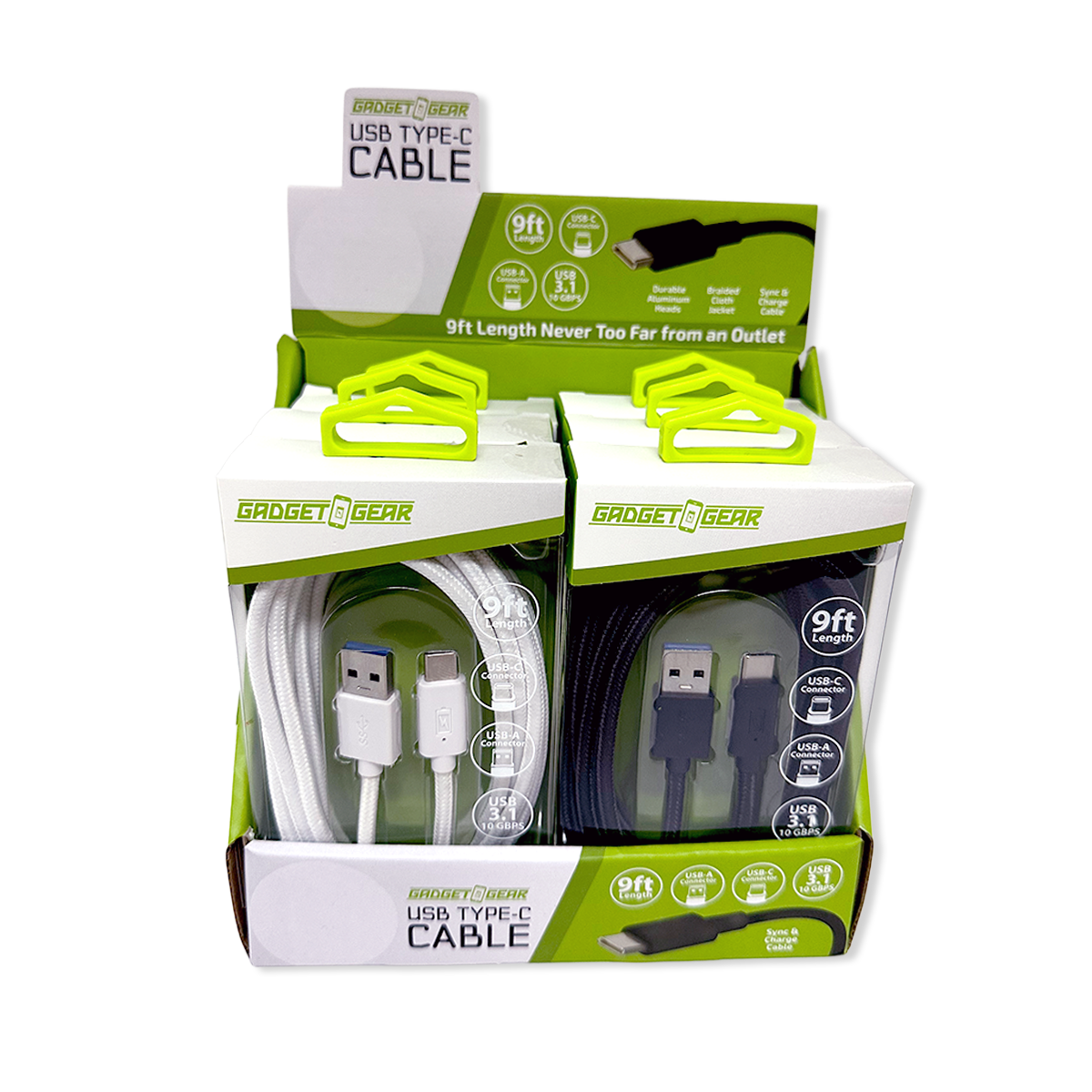Novelty Brands - Wholesale Charging Cable - Gadget Gear USB to USB-C 9FT Charging Cable Boxed Assortment3