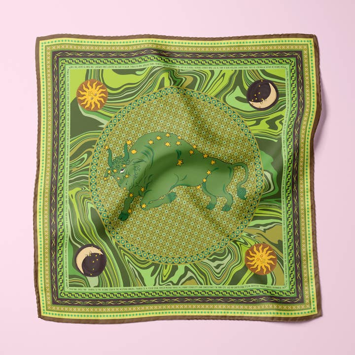 Taurus Silk Scarf for wholesale by Little Goat Studio