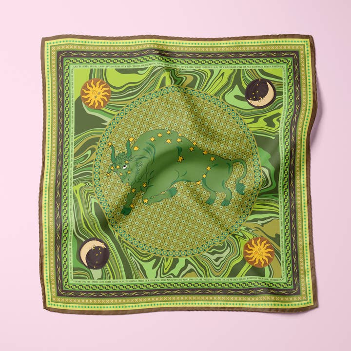 Taurus Silk Scarf for wholesale by Little Goat Studio
