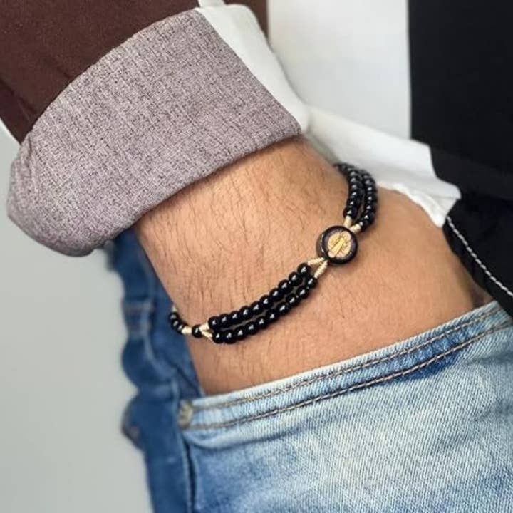 Catholica Shop - Wholesale Prayer Beads Bracelet - St Benedict Black Wood Rosary Bracelet – 4mm Beads1